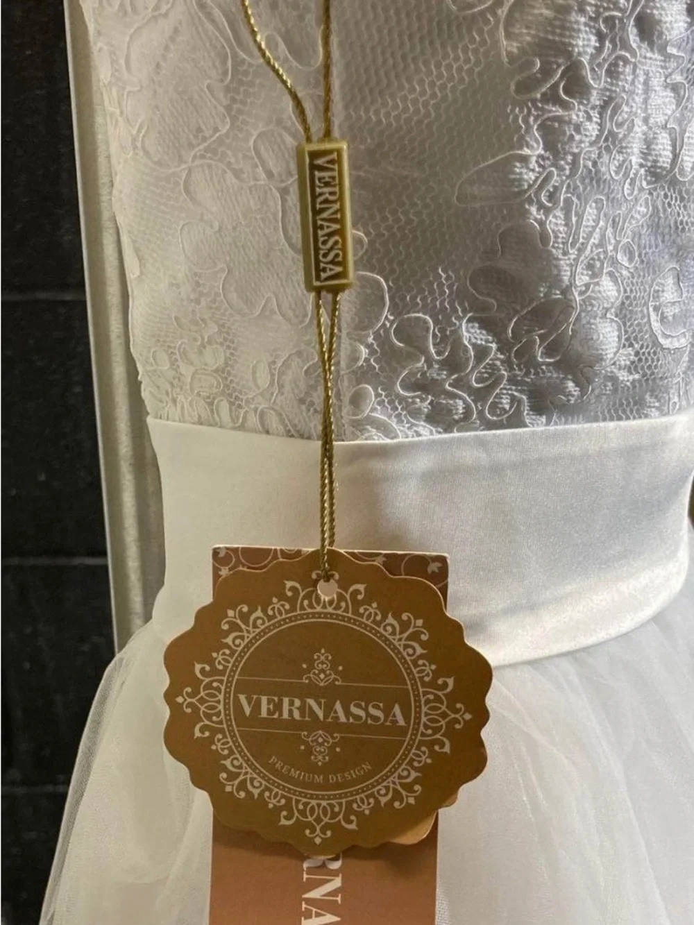 White Lace Bodice Tulle Wedding Dress - Picture 6 of 9